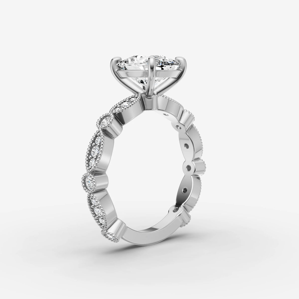 Heritage elongated cushion diamond setting in gold, view 16