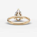 Mystere Etoile pear diamond setting in gold, top view