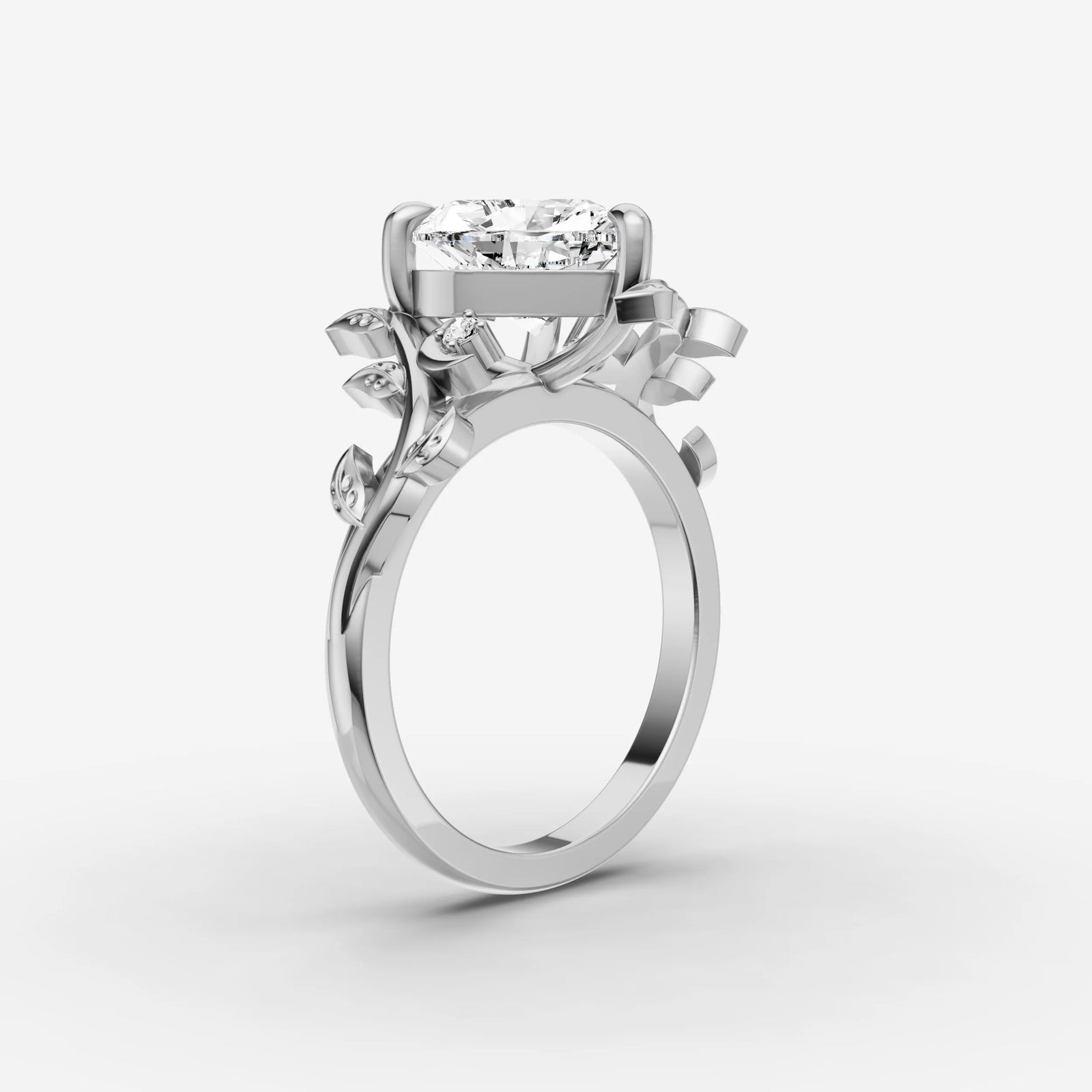 Fleur heart diamond setting in gold, view 16