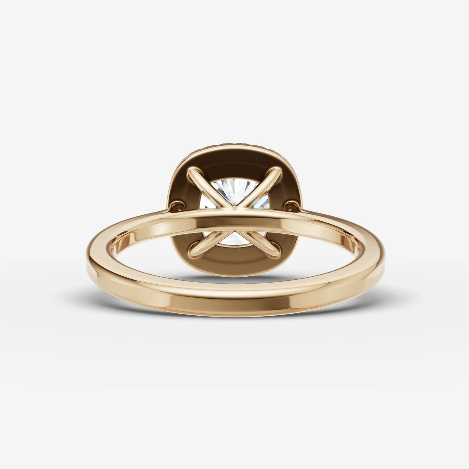 Aurore cushion diamond setting in gold, top view