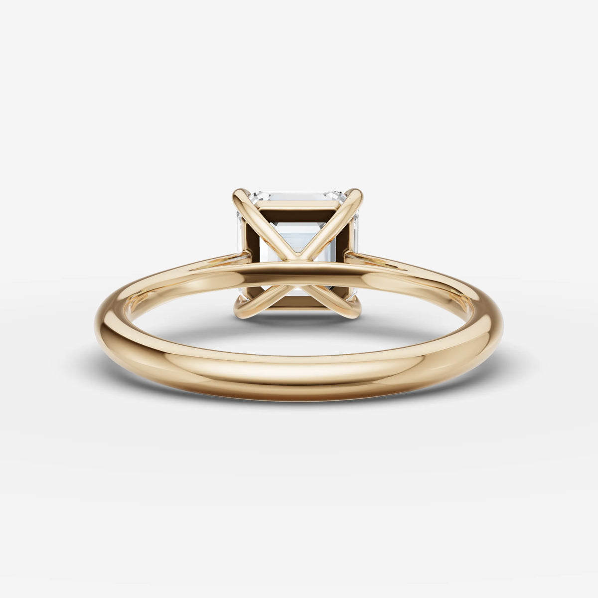 Cathedrale asscher diamond setting in gold, top view