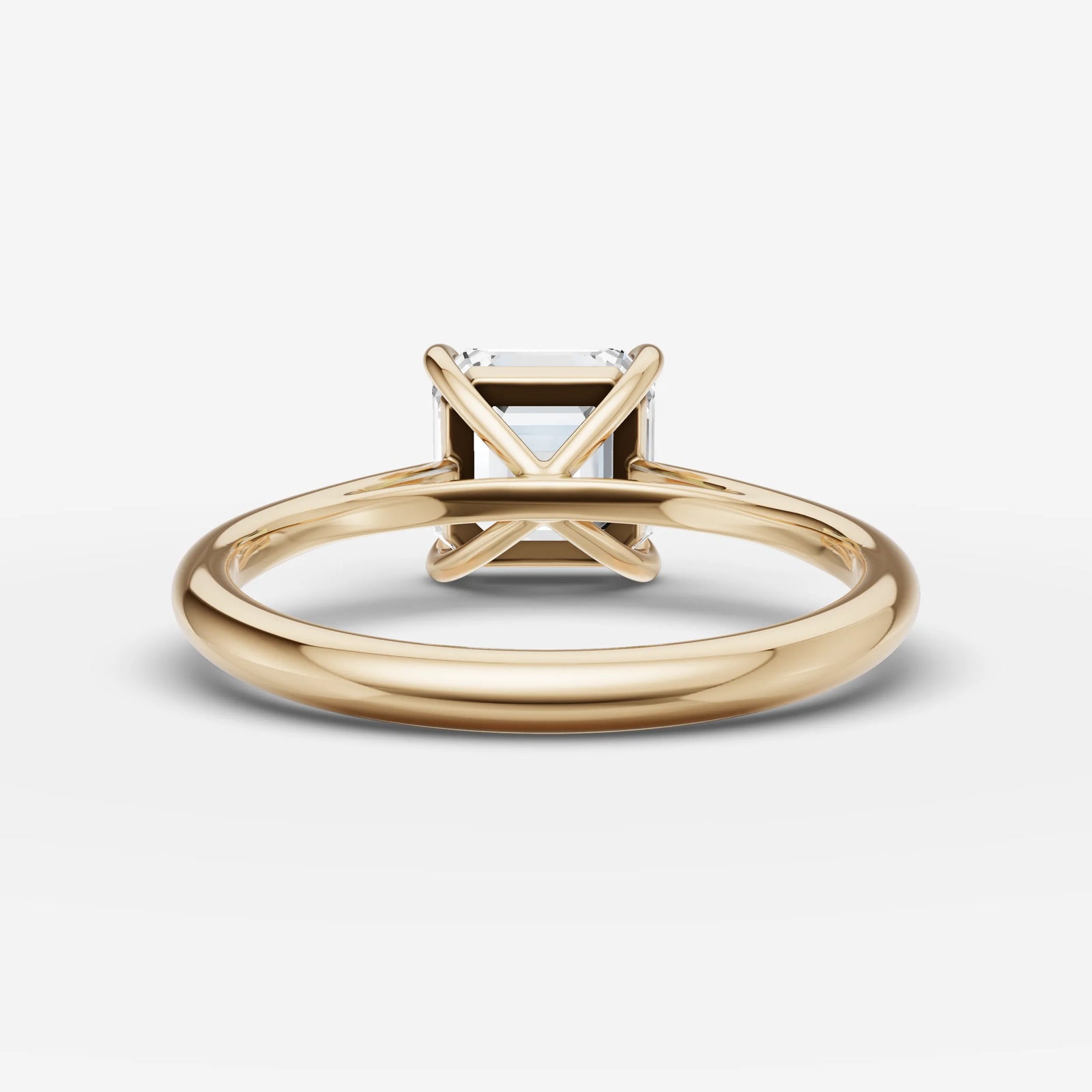 Cathedrale asscher diamond setting in gold, top view
