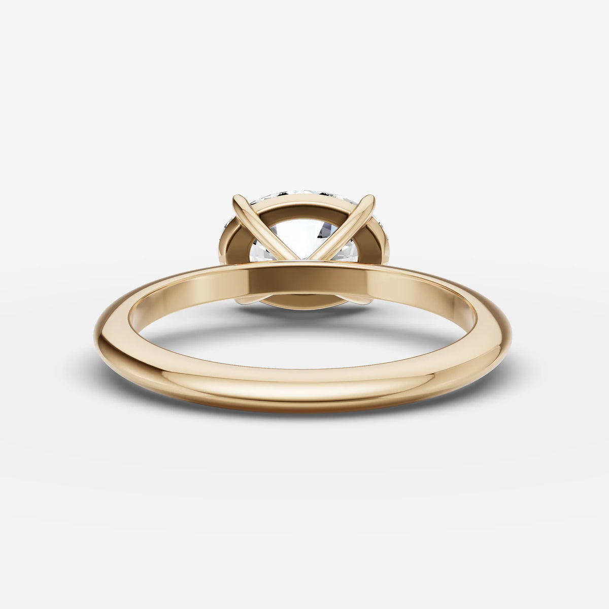 Horizon oval diamond setting in gold, top view