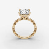 Heritage princess diamond setting in gold, side view