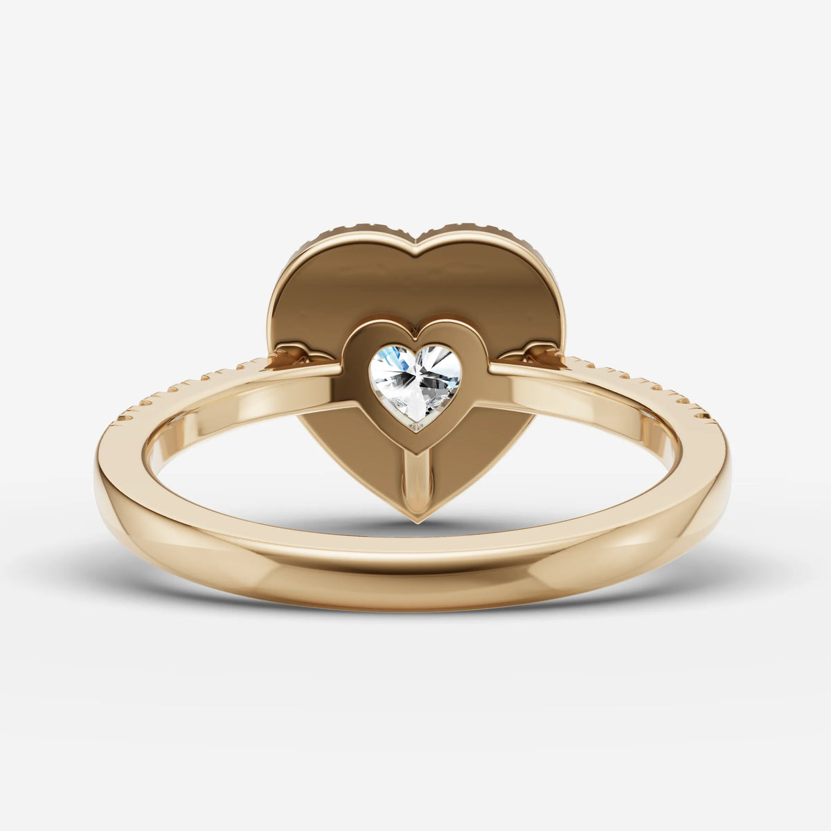 Cathedrale heart diamond setting in gold, top view