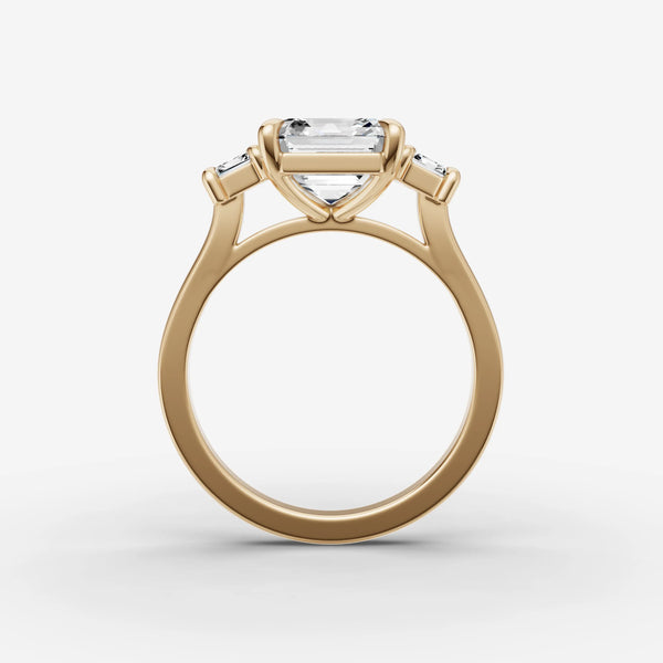 Trinite Asscher ring setting, view 2