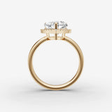 Aurore heart diamond setting in gold, profile angle
