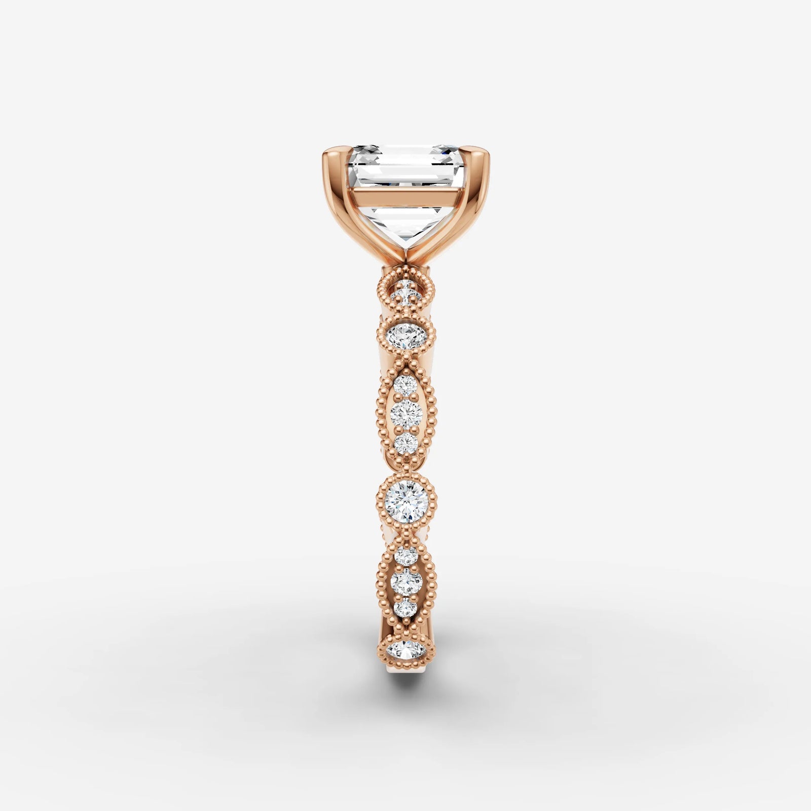Heritage asscher diamond setting in gold, view 11