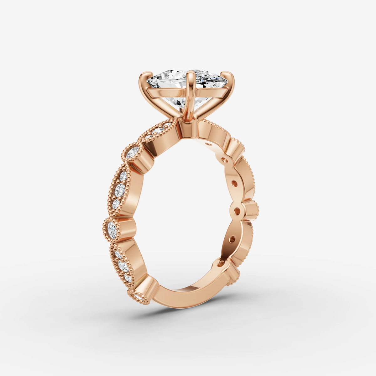 Heritage elongated cushion diamond setting in gold, view 10