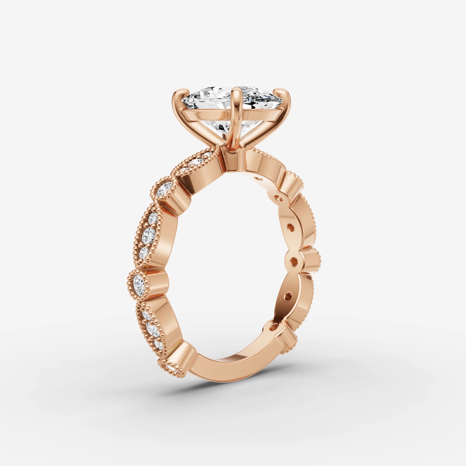 Heritage elongated cushion diamond setting in gold, view 10