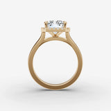 Aurore radiant diamond setting in gold, profile angle