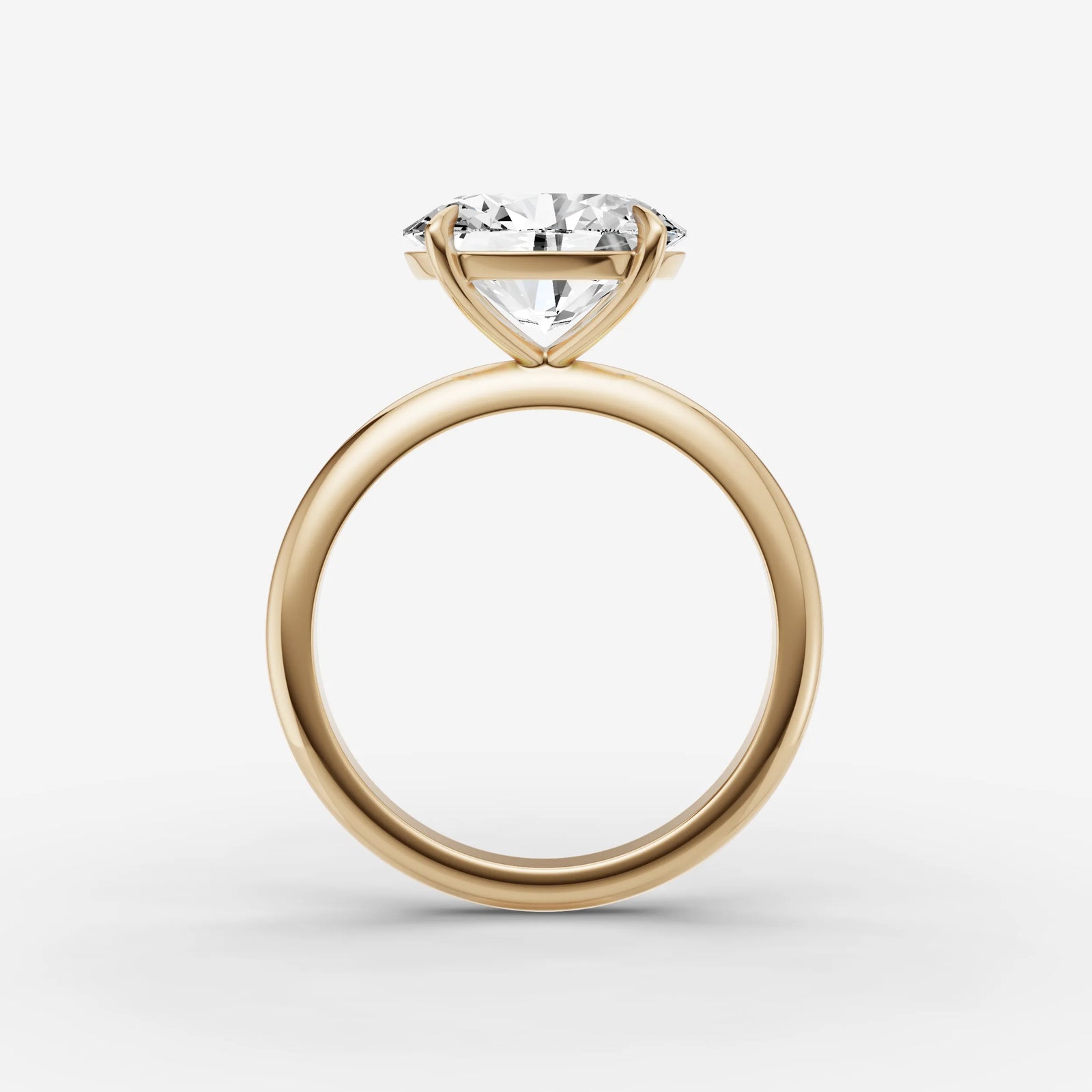 Horizon oval diamond setting in gold, profile angle