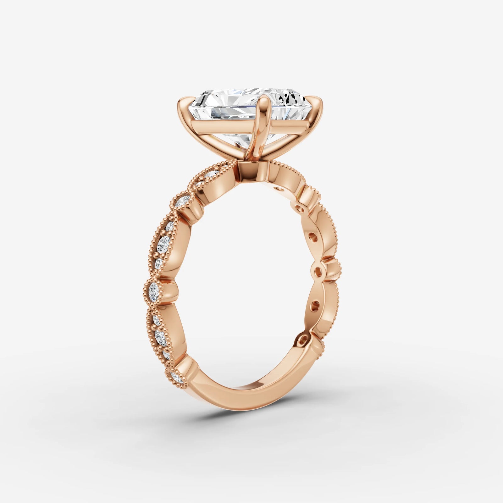 Heritage radiant diamond setting in gold, view 10