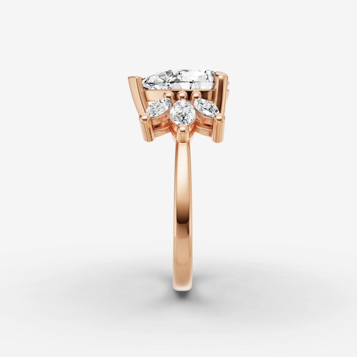 Fleur pear diamond setting in gold, view 11
