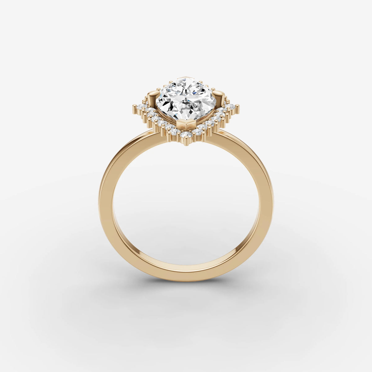 Aurore marquise diamond setting in gold, side view