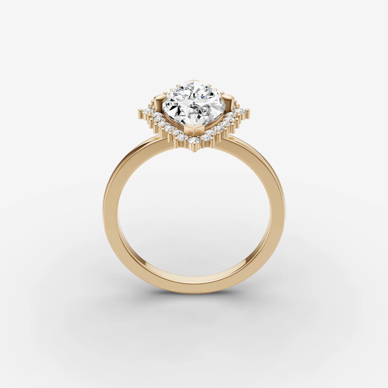Aurore marquise diamond setting in gold, side view