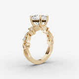 Fleur princess diamond setting in gold, detail view