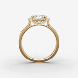 Aurore cushion diamond setting in gold, profile angle