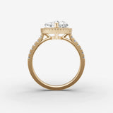 Cathedrale heart diamond setting in gold, profile angle