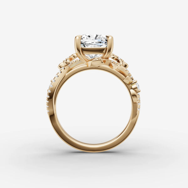 Fleur Cushion ring setting, view 2