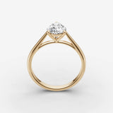 Cathedrale pear diamond setting in gold, side view