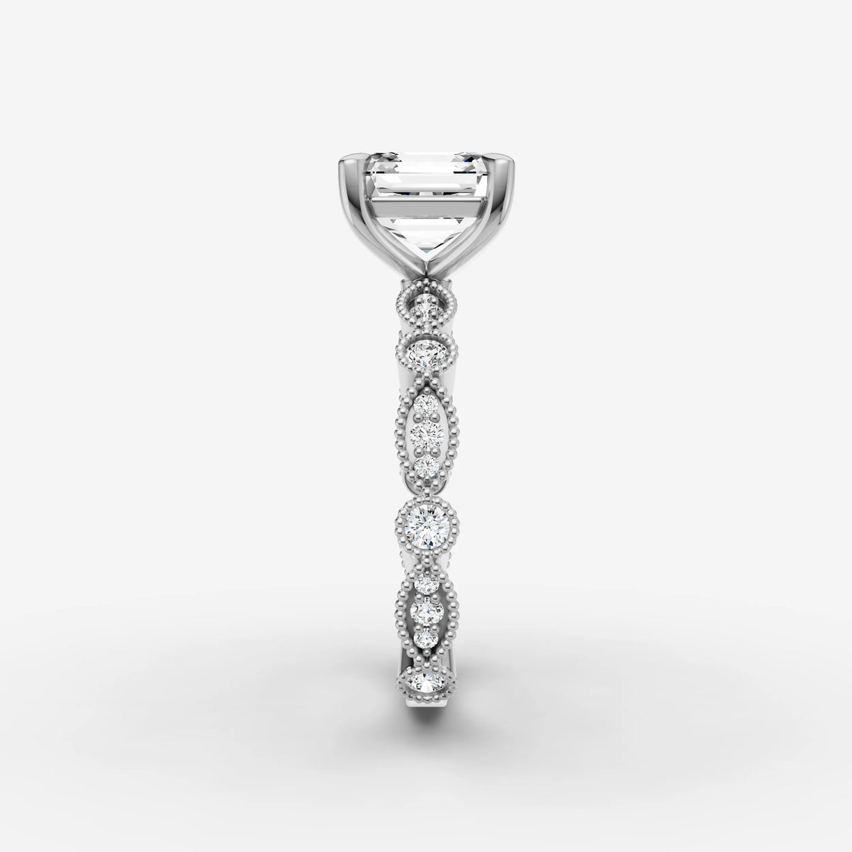Heritage asscher diamond setting in gold, view 17