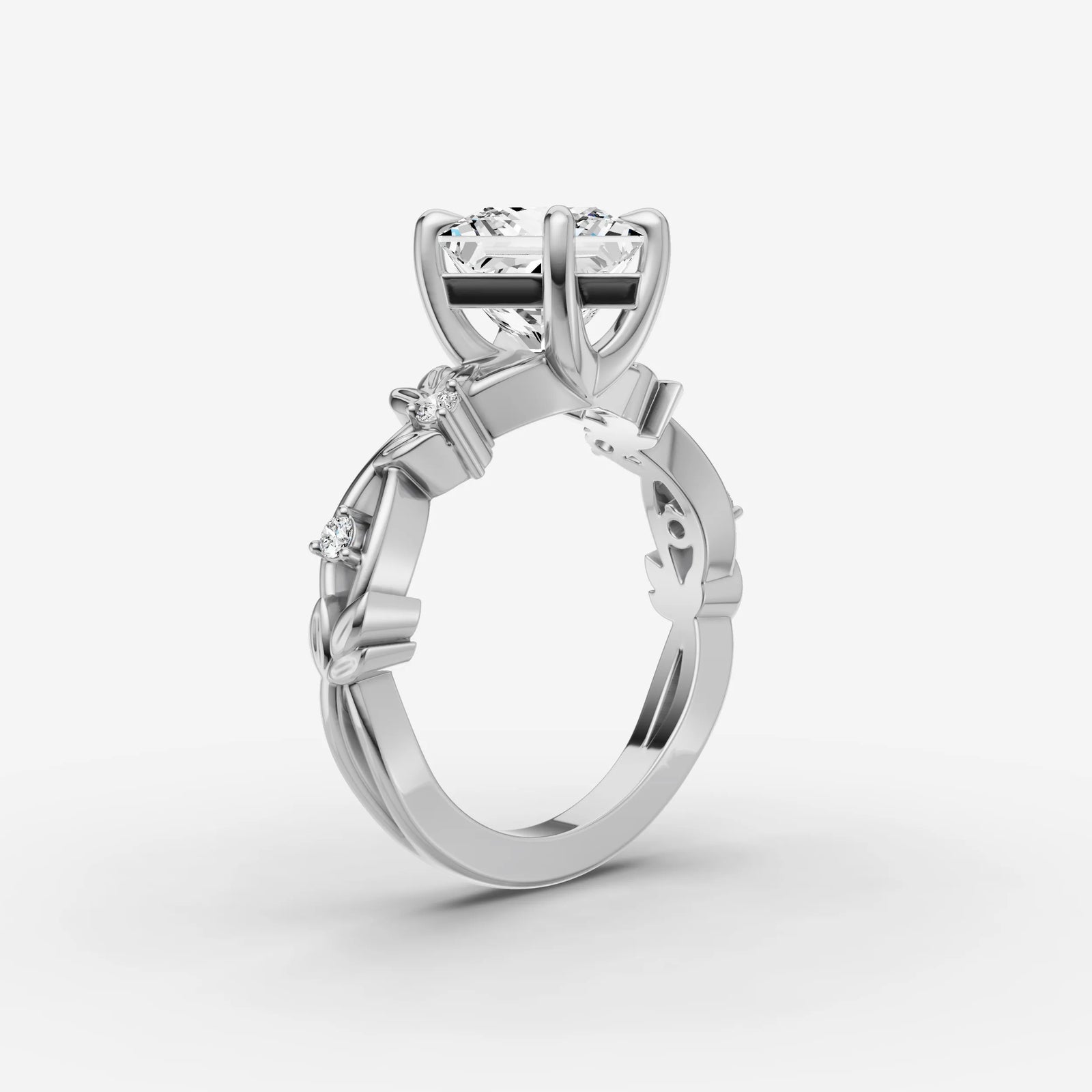 Fleur princess diamond setting in gold, view 16