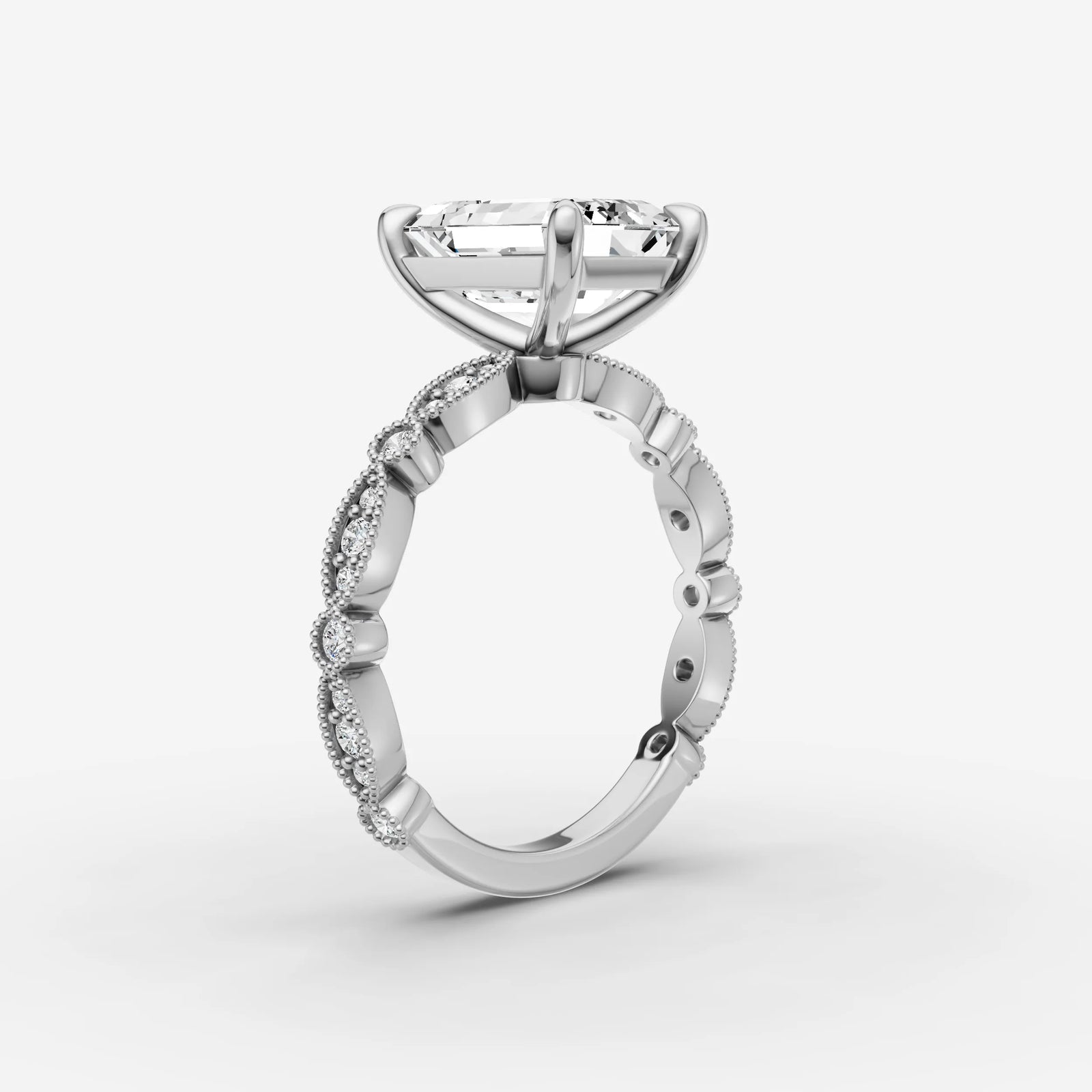 Heritage emerald diamond setting in gold, view 16