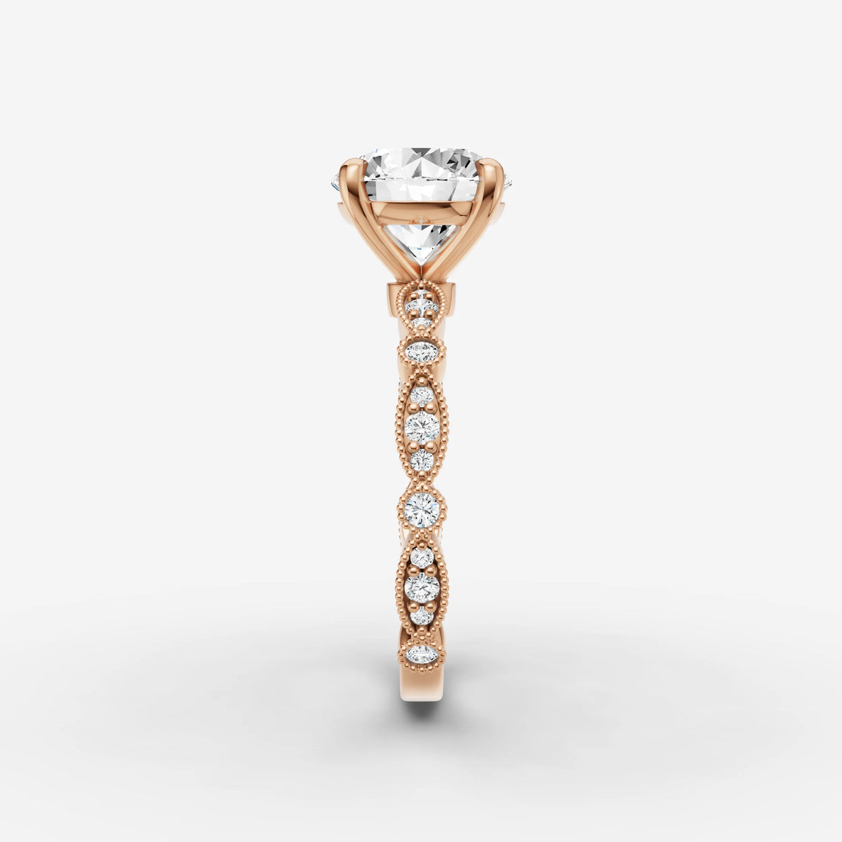 Heritage round diamond setting in gold, view 11