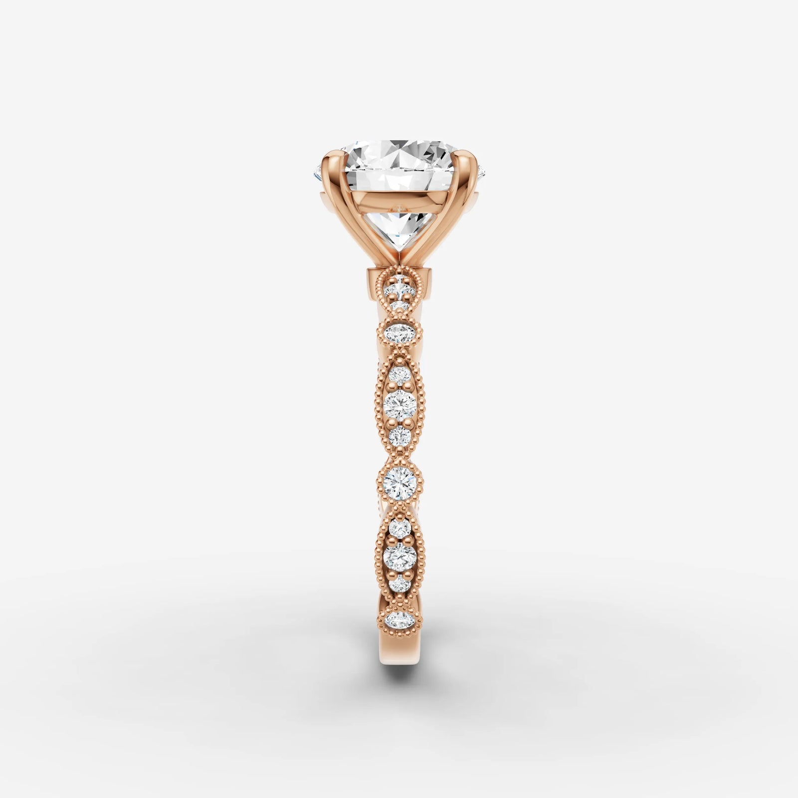 Heritage round diamond setting in gold, view 11