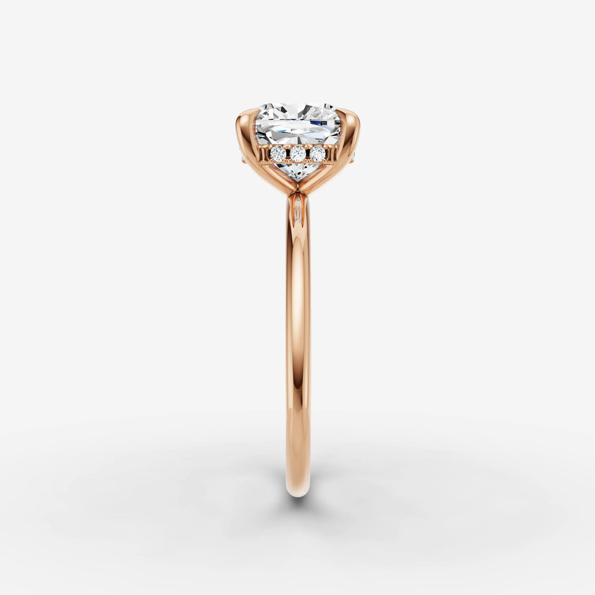 Mystere cushion diamond setting in gold, view 11