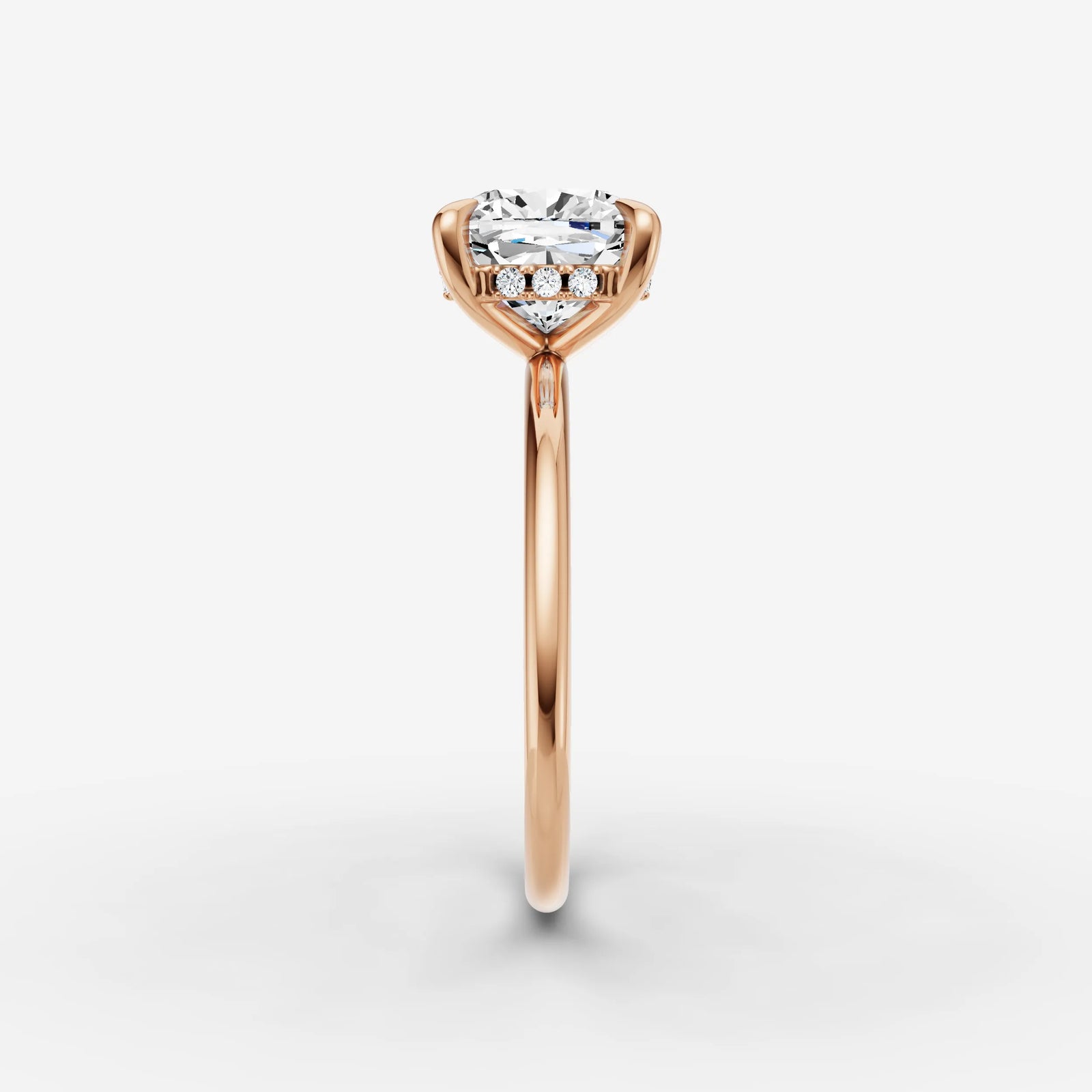 Mystere cushion diamond setting in gold, view 11