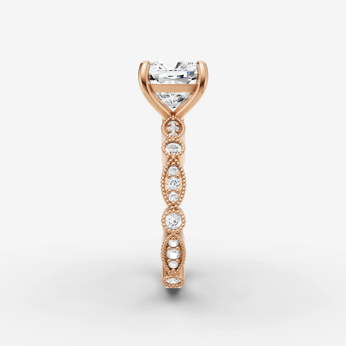 Heritage cushion diamond setting in gold, view 11