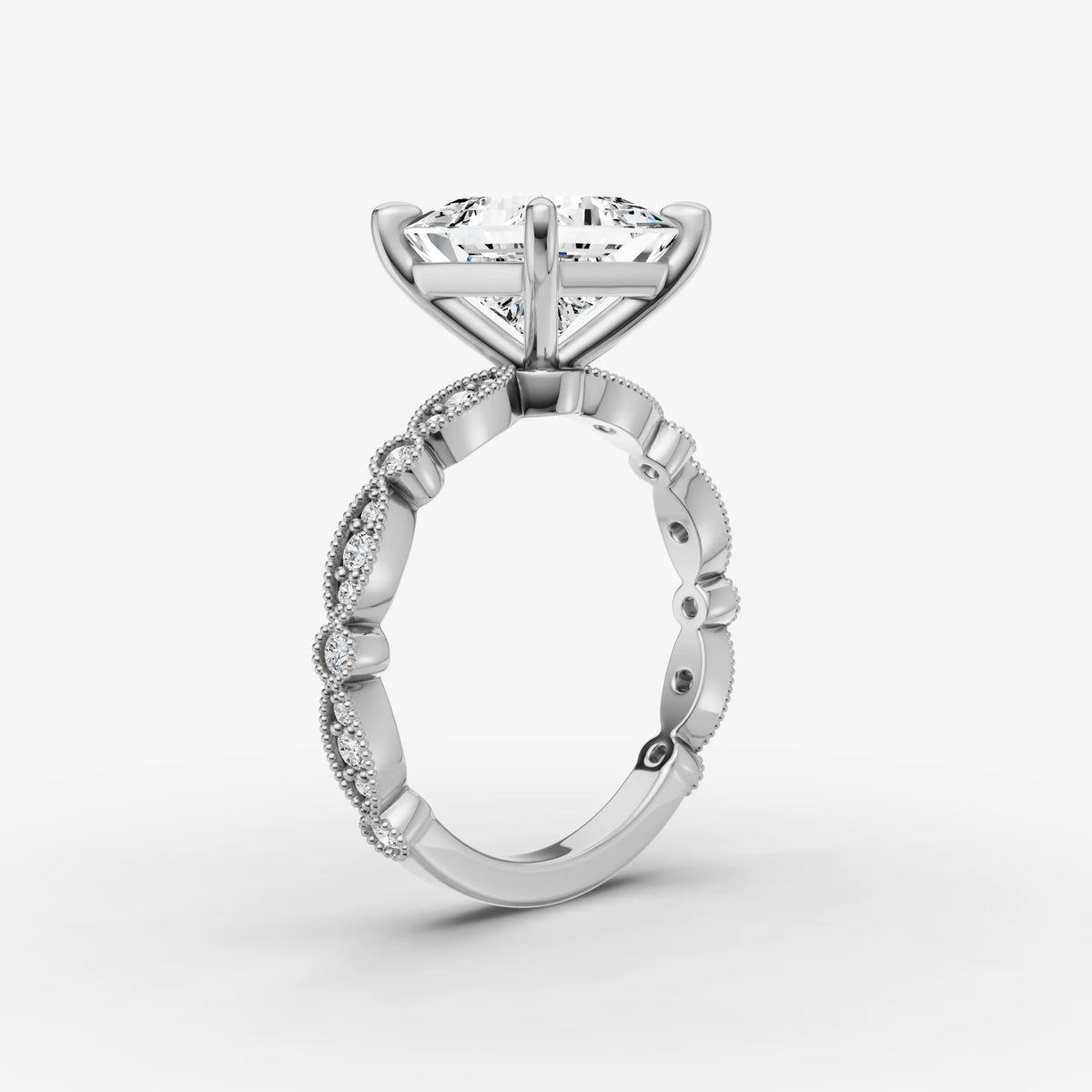 Heritage princess diamond setting in gold, view 16