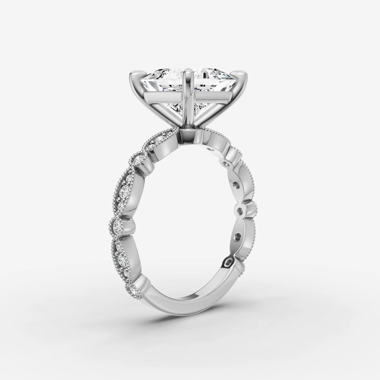 Heritage princess diamond setting in gold, view 16