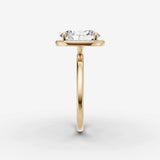 Aurore oval diamond setting in gold, angled view