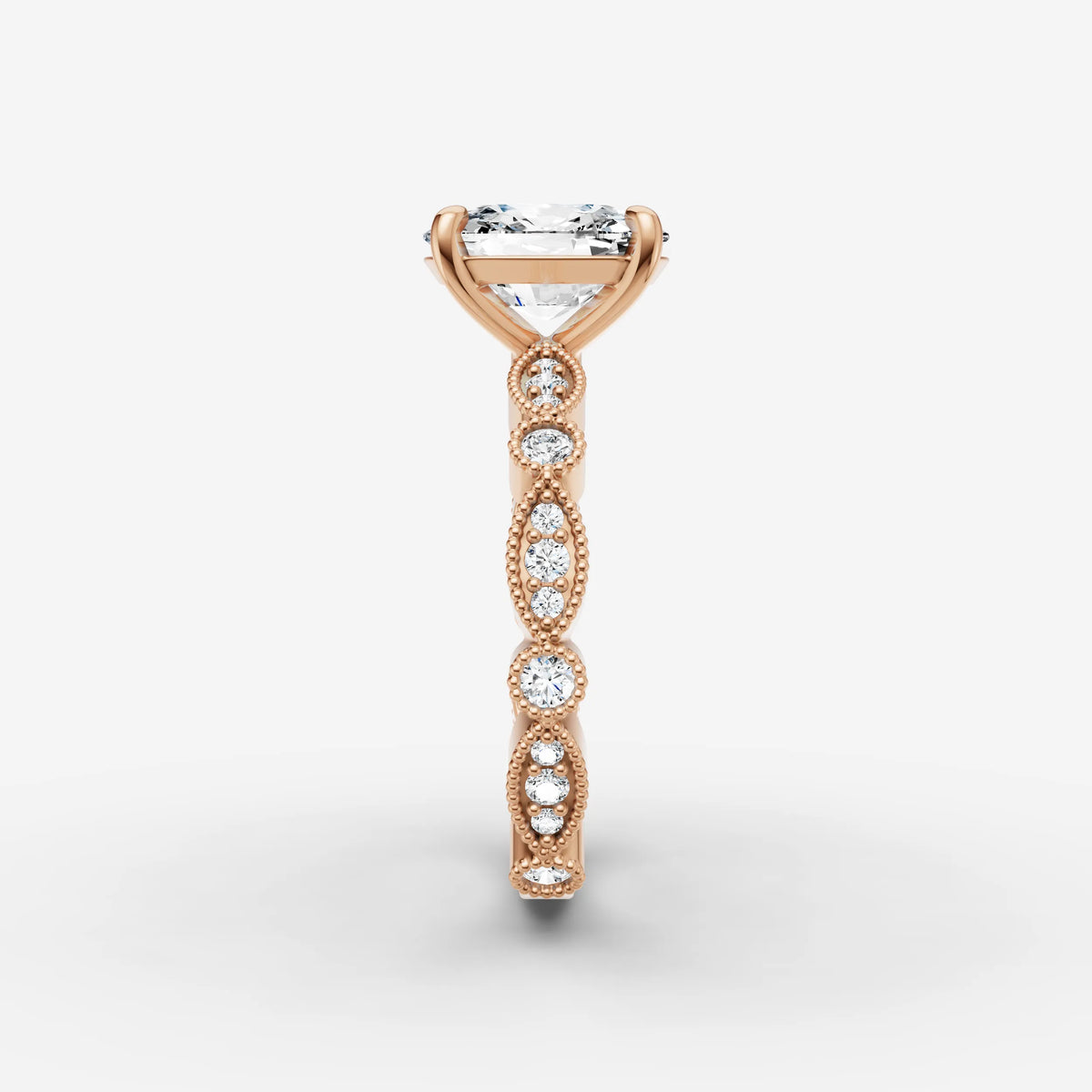Heritage elongated cushion diamond setting in gold, view 11