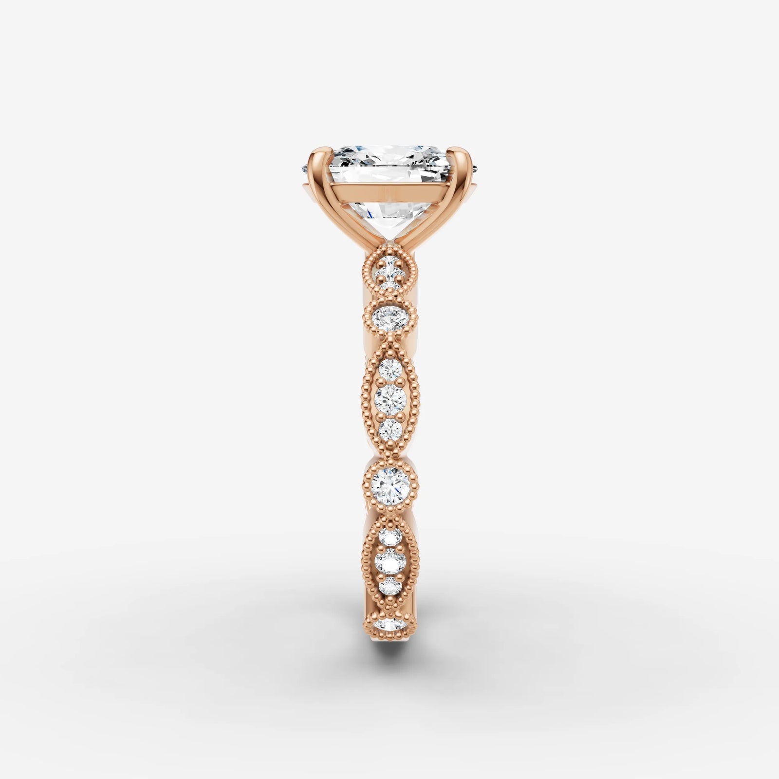 Heritage elongated cushion diamond setting in gold, view 11