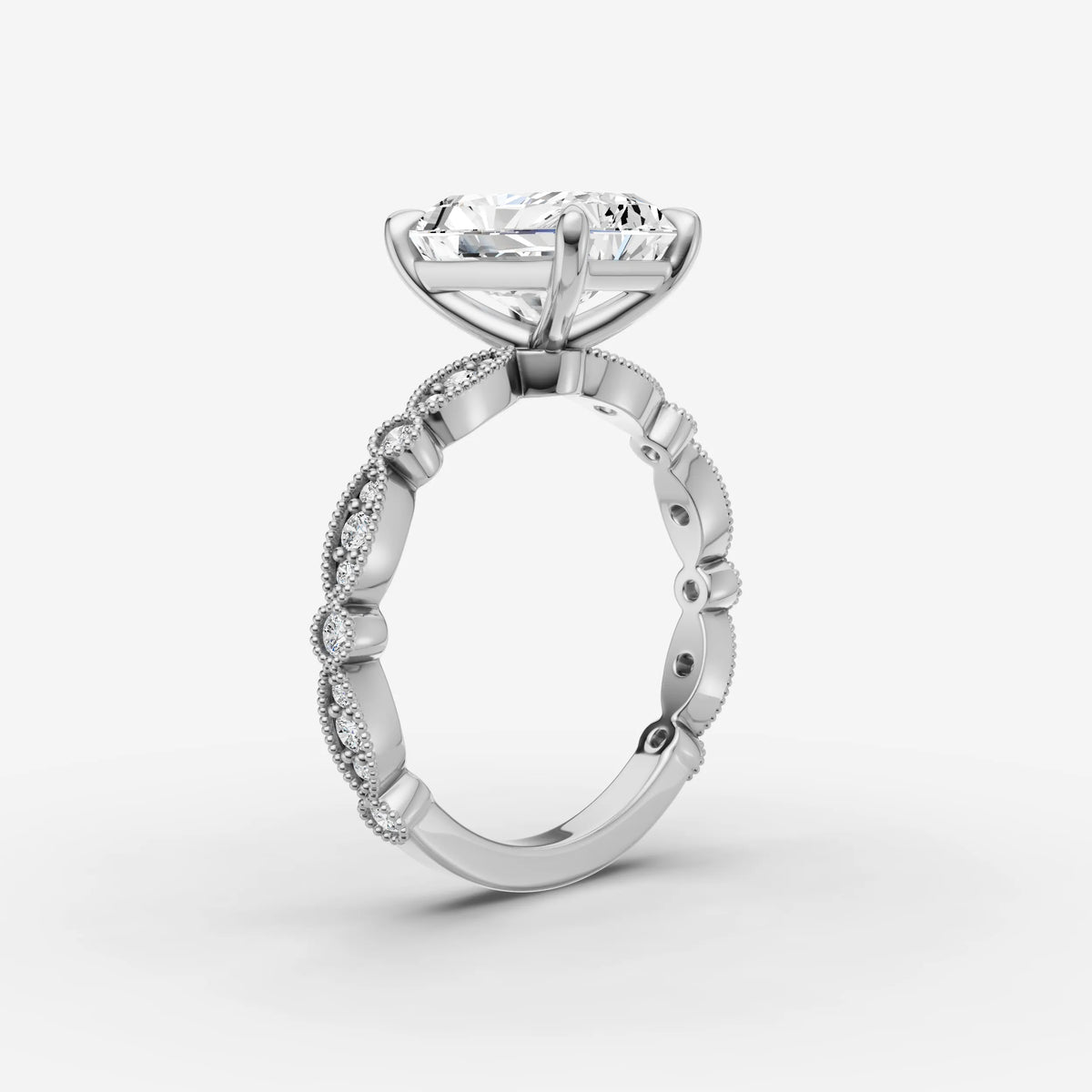 Heritage radiant diamond setting in gold, view 16