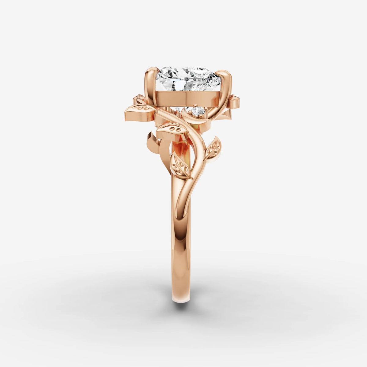 Fleur heart diamond setting in gold, view 11