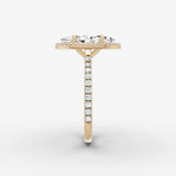 Aurore Etoile marquise diamond setting in gold, angled view