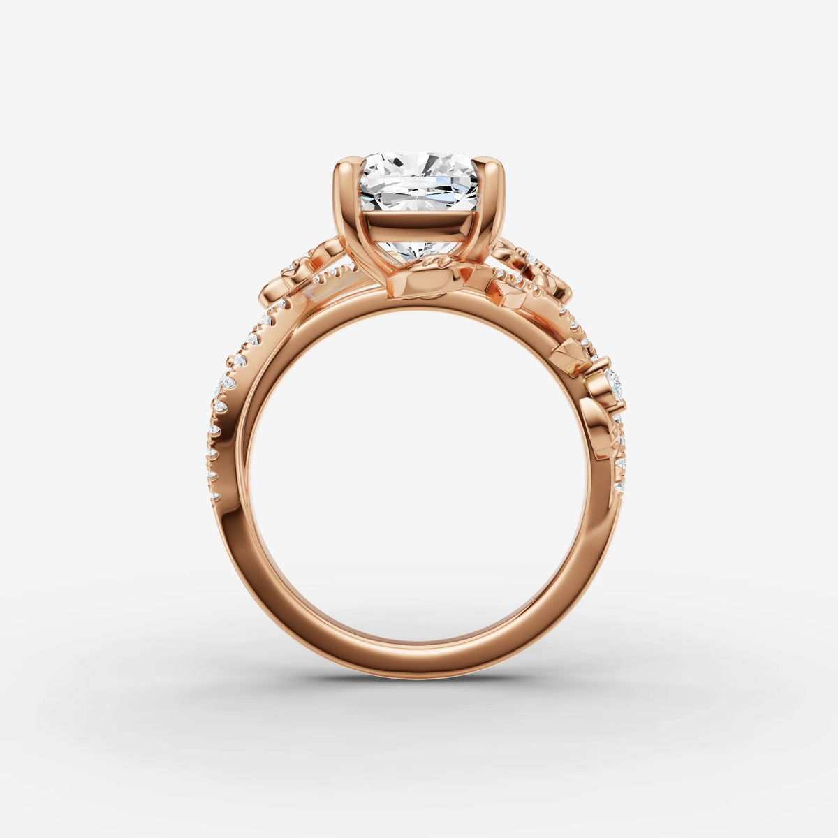 Fleur cushion diamond setting in gold, view 8