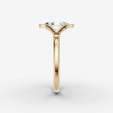 Demi oval diamond setting in gold, angled view