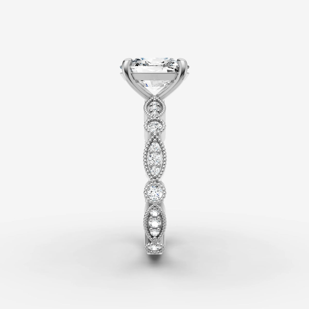 Heritage elongated cushion diamond setting in gold, view 17