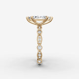 Heritage marquise diamond setting in gold, angled view