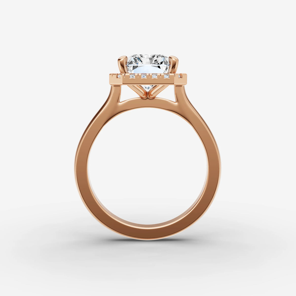 Aurore radiant diamond setting in gold, view 8