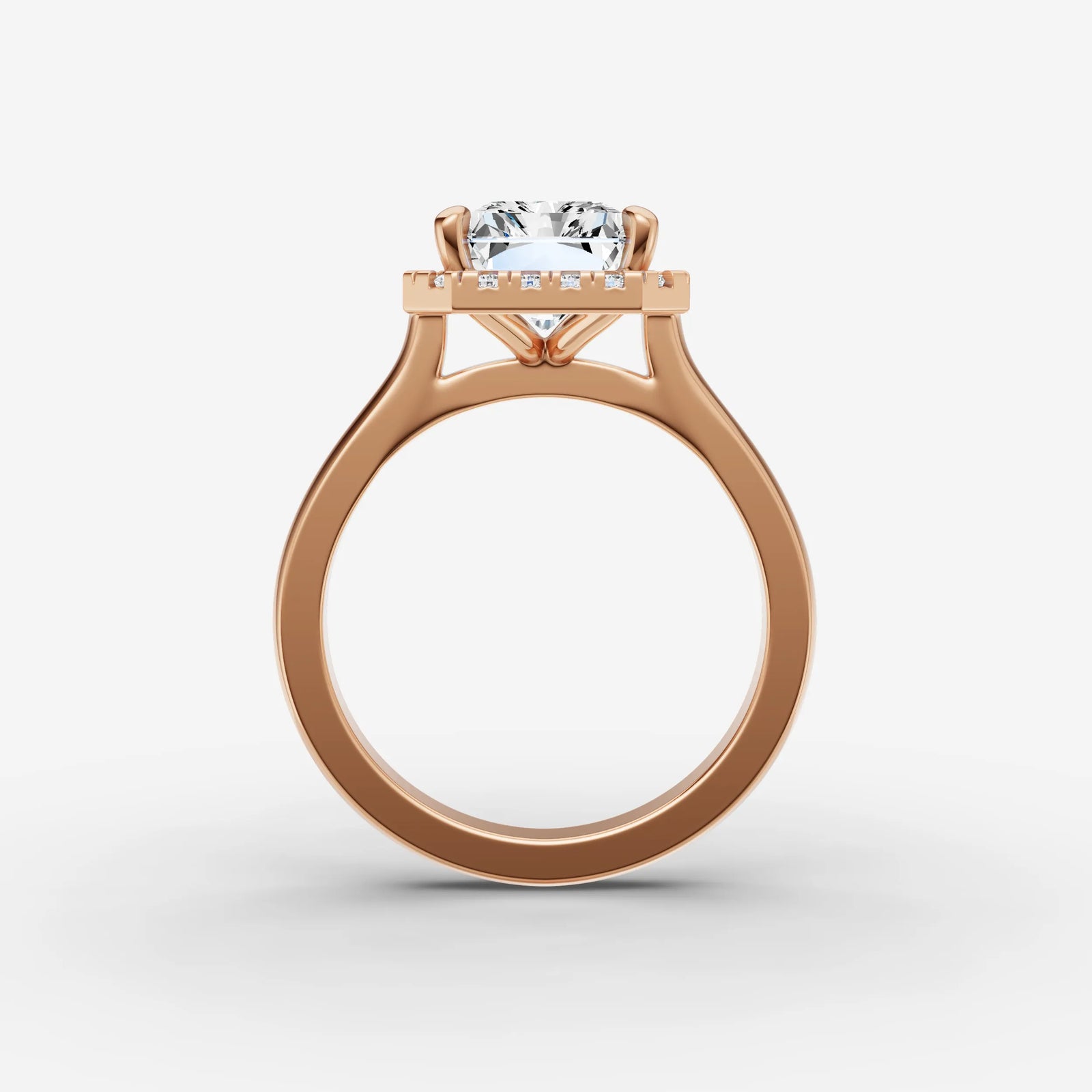 Aurore radiant diamond setting in gold, view 8
