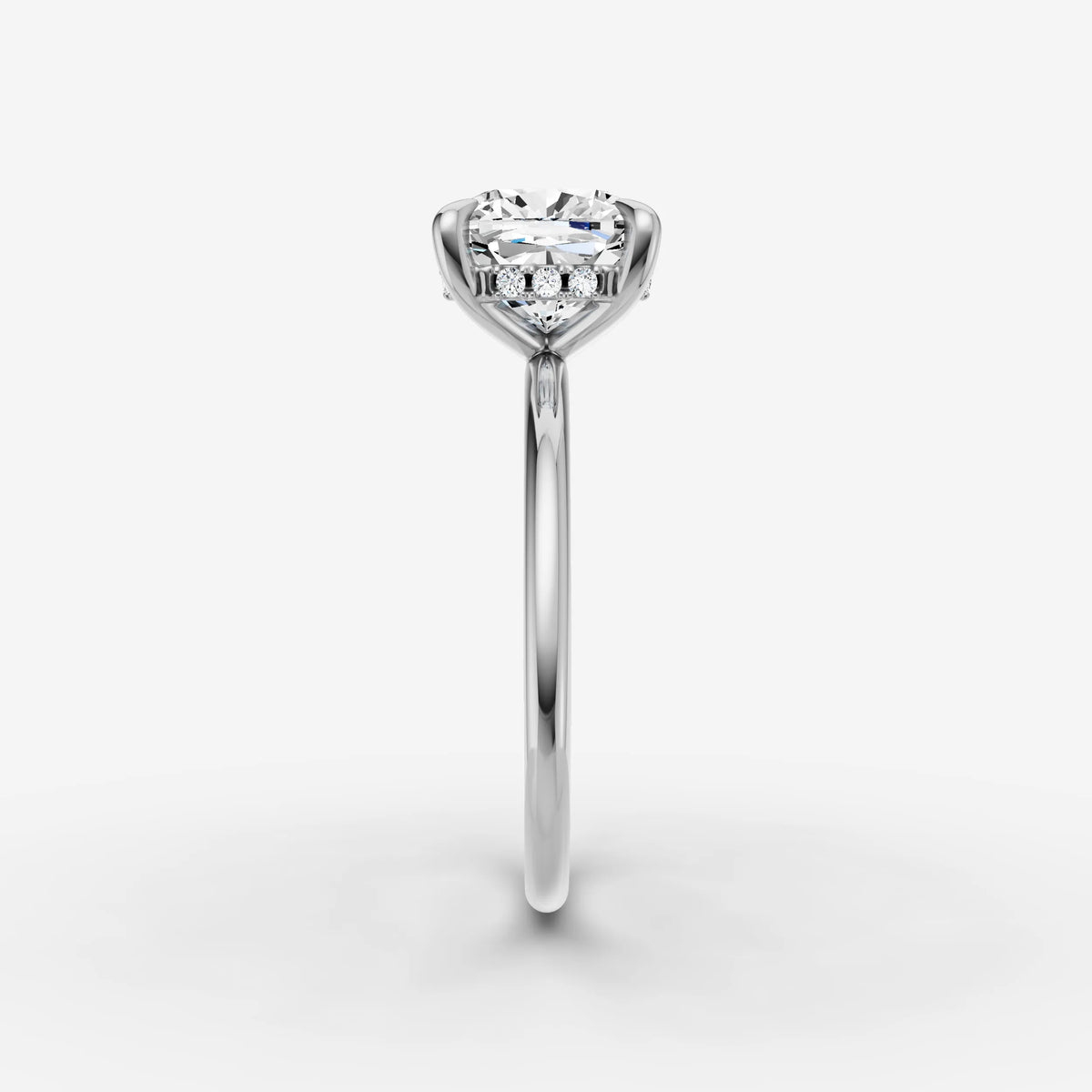 Mystere cushion diamond setting in gold, view 17