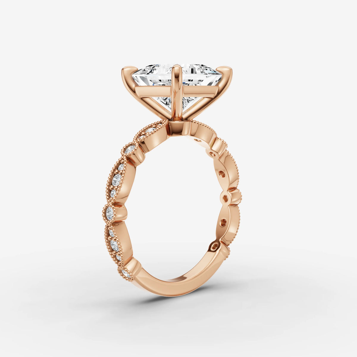Heritage princess diamond setting in gold, view 10
