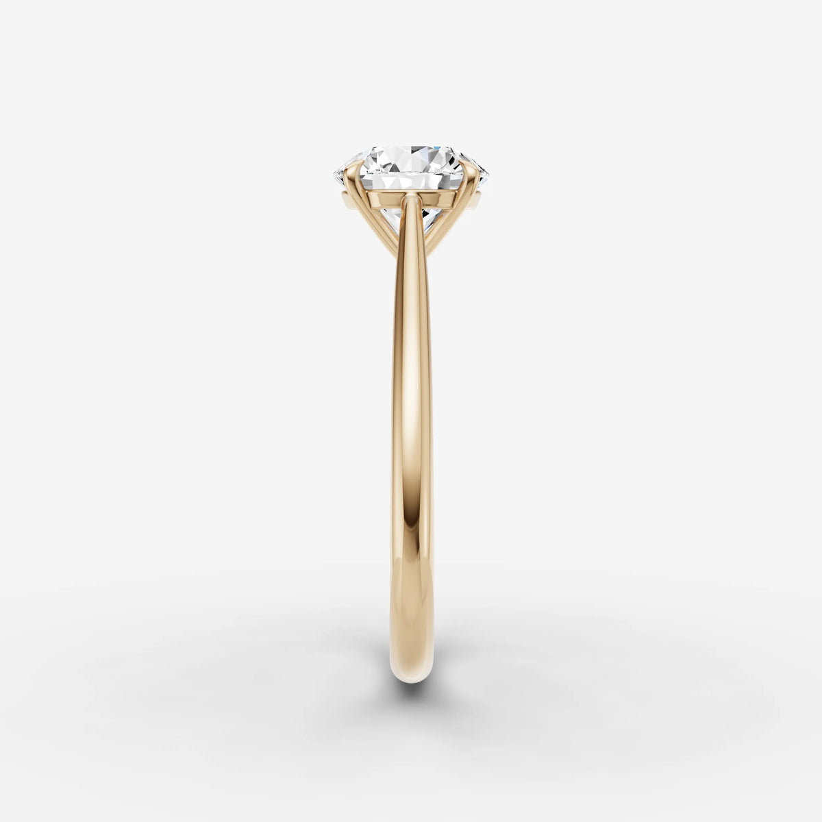 Cathedrale round diamond setting in gold, angled view